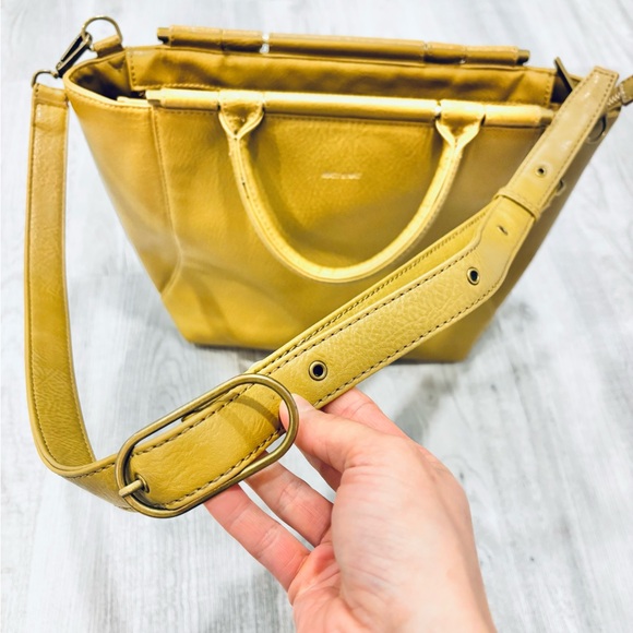 Matt & Nat Mustard Tan Vegan Leather Crossbody Medium Tote Bag - Picture 5 of 6